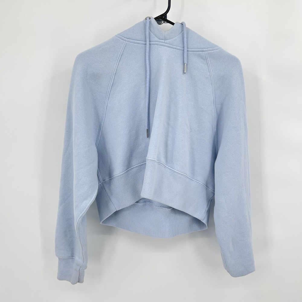 Abercrombie Cropped Hoodie S Light Blue Drawstring‎ Soft Capsule Cozy Minimalist